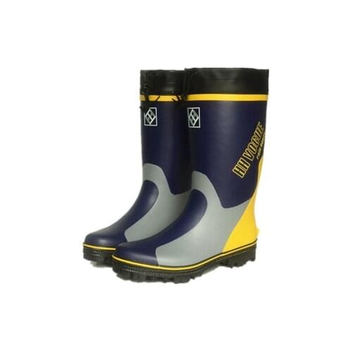 Men Rain Boots Soles with Steel Nails Outsole Waterproof Non - Slip Fishing Boots Rubber with Strip Safety big size 46 49 50