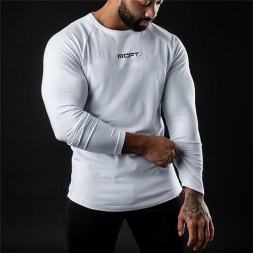 Mens Gym Breathable Brand Fitness Casual Fashion Long Sleeve Bodybuilding Sports Autumn and Winter Trend Slim O-Neck T Shirt
