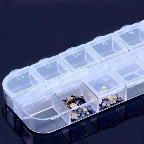 Wholesale 5pcs/lot Rectangle Shape Nail Art Rhinestone Plastic Box Case