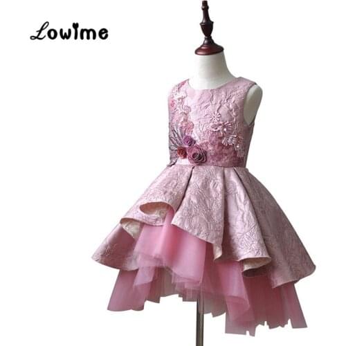 Flower Girl Dresses First Communion Dresses Knee Length Pink Vestido Daminha Comunion Girls Dresses 2018 Pageant Dresses