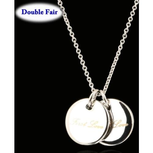 Rose Gold Silver Color Simple Chain Necklaces Round Metal Pendant Necklaces For Women & Men DWN363