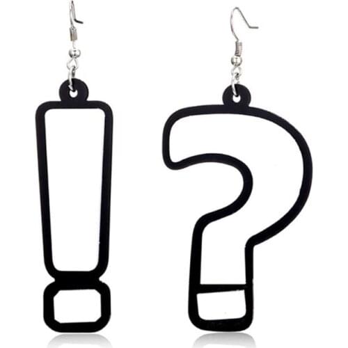 3D Fashion Women Earrings Creative Question Mark Exclamation Drop Pendant Trend Wild Asymmetric Earring Jewelry Gift