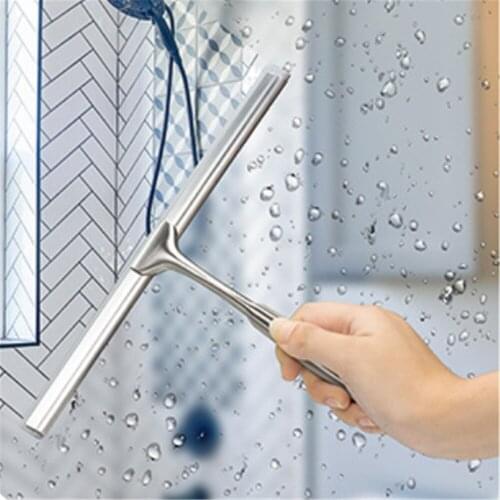 Window Wiper Household Stainless Steel Glass Squeegee Desktop Cleaning Brush With Hanging Hook Bathroom Mirror Shower Scraper