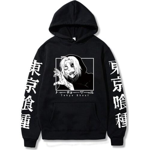 Men 's Tokyo Ghoul Hoodie Japanese Anime Printed Hooded Dark Hip Hop Style Streetwear Unisex Harajuku Tops