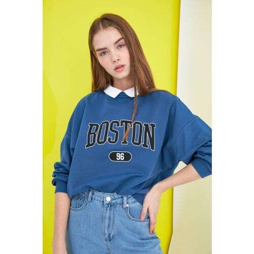 Trendyol Printed Boyfriend Knitted Sweatshirt TWOSS21SW0171