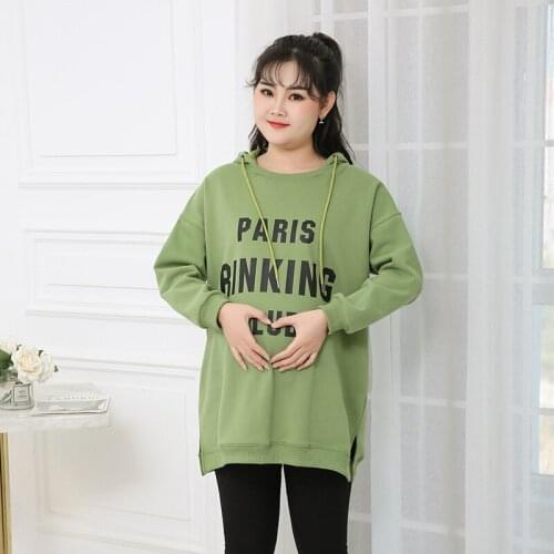 Plus fertilizer XL autumn and winter pregnant women in the long section plus velvet sweater fat MM warm casual thin winter cloth
