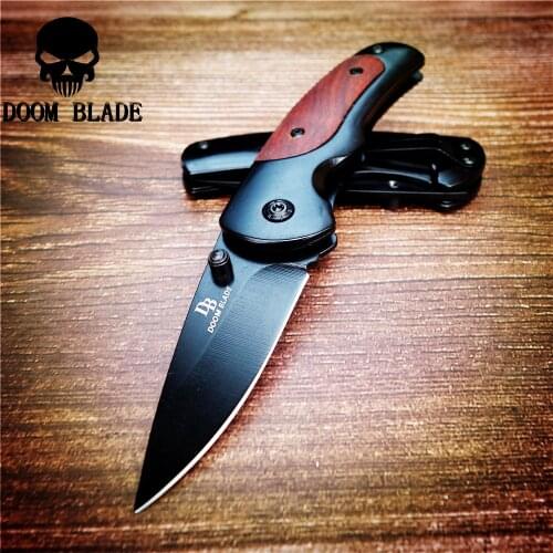 High hardness folding knife, outdoor tools, portable folding pocket knife, non-slip wooden handle knife
