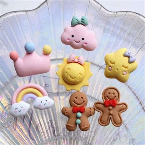 WFFNNKC 20Pcs Crown Rainbow Planar Resin Ornament Patch DIY Hairpin Earrings Jewelry Phone Crafts Supplies Clothing Materials
