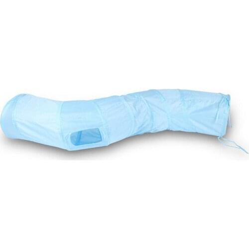 "S"Funny Toy 1 Hole Pet Tunnel Cat Play Tunnel Blue Brown Folable Cat Tunnel Kitten Bulk Play Cat Toy Tunnel 123cm 10350E