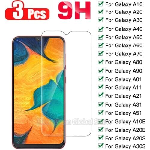 3PCS Tempered Glass For Samsung Galaxy A10 A20 A30 A40 A50 A60 A70 A80 A90 A01 A11 A21 A31 A51 A71 Screen Protector Glass Film