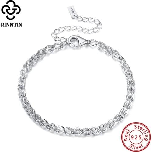 Rinntin New Design 925 Sterling Silver 3.5mm Phoenix Tail Chain Bracelet for Women Italian Unique Jewelry Accessories SB112