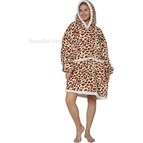 Lady Leopard TV Blanket Hoodie Mommy Family Matching Clothing Family Look Wearable Blanket Hoodie Baby Mom Matching Clothes