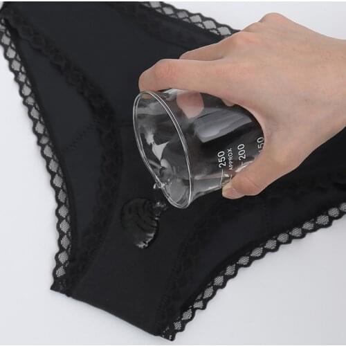 Womens Menstrual Underwear 4 Layers Waterproof Leakage Panties Female Lingerie Mid Waist Lace Underpants Physiological Period