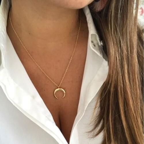 Fashion Women Boho Moon Pendant necklace chain necklace Choker Beach Necklace Jewelry Gift