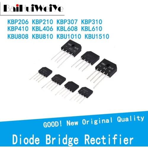 10PCS Diode Bridge Rectifier KBP206 KBP210 KBP307 KBP310 KBP410 KBL406 KBL608 KBL610 KBU808 KBU810 KBU1010 KBU1510 4PIN SIP-4