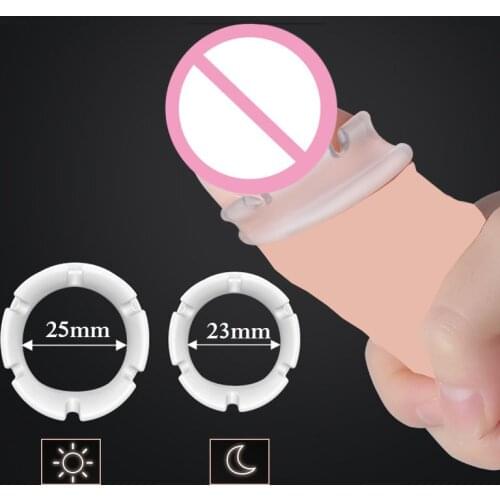 2PCS Foreskin Corrector Rings Male Silicone Penis Rings Sex Toys For Men Cock Ring Delay Ejaculation Daily/Night Lock Ring