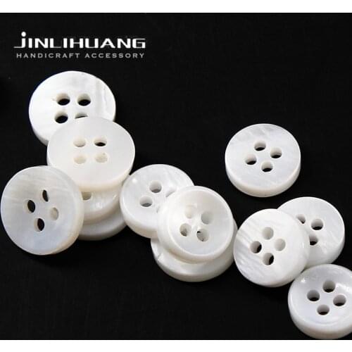 20pcs 4-Holes White Natural Pearl Shell Shirt Buttons Mother of Pearl Freshwater MOP Bowl Shape for Dress,Sewing,DIY Craft,Cloth