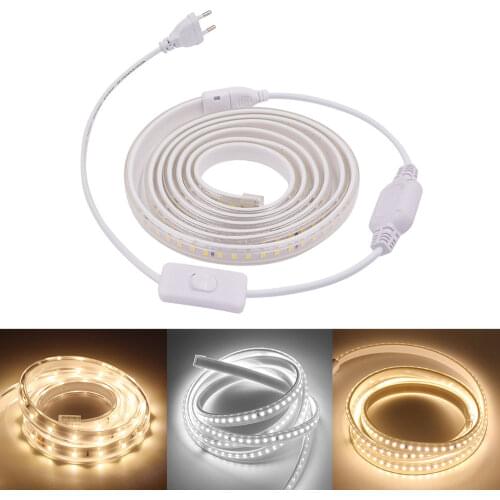 220V 2835 LED Strip 120LEDS/M Home Decoration Flexible White Warm White Rope Ribbon Tape Light LED Strip Light