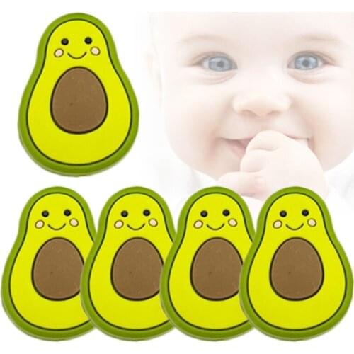 5 Pcs/Pack Cartoon Mini Avocado Silicone Beads Teether BPA-free Newborn Infant Teething Soother Toddler Baby Chewing Toy