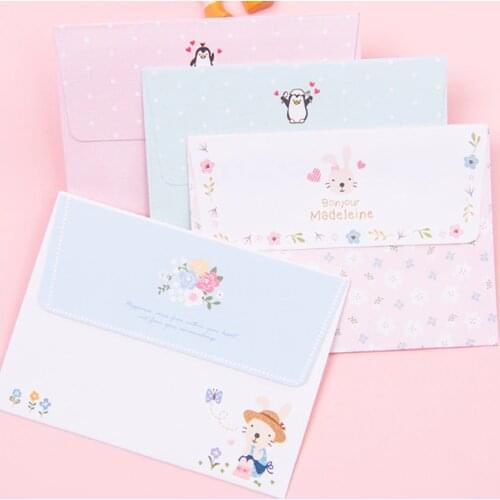 6Pcs/set lovely kawaii Two envelopes and four letter paper mini Pure and fresh envelope and letter paper