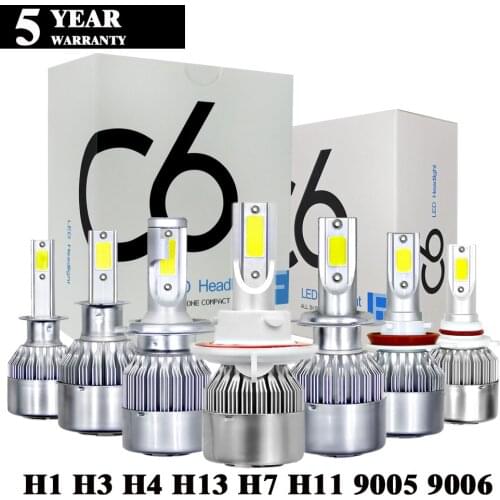 6500K 8000LM Turbo H1 H8 H4 H3 H7 H11 9007 9005 9006 H27 H13 Led bulb 12V 36W C6 Car Headlight Bulb Super Bright lamp Light