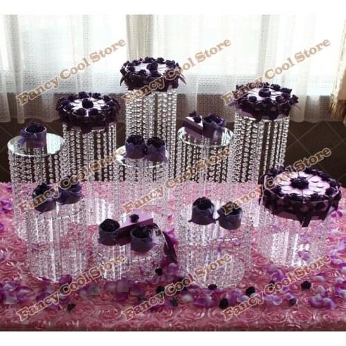9pcs/lot wedding crystal transparent acrylic Cake Stand - wedding centerpiece-Party cake decoration-wedding cake display-9PA1