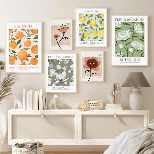 Abstract Lemon Flower Eye Orange Vintage Plant Wall Art Canvas Painting Posters And Prints Wall Pictures For Living Room Decor