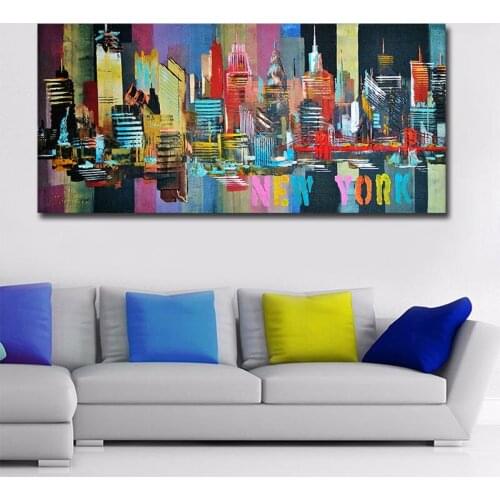 Abstract City Building canvas painting cheap posters and print wall art pictures for living room dinning room decor no frame