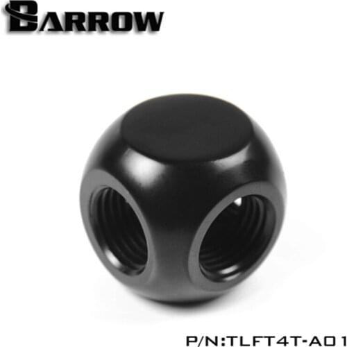 Barrow G1/4" Black White Silver 4-Way cubic Adaptor seat for computer water cooling system. TLFT4T-A01