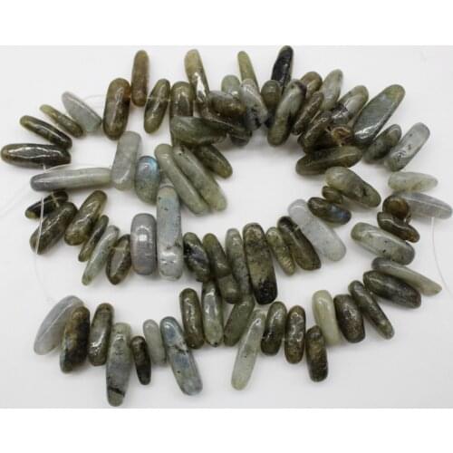 Wholesale 12-18mm irregular Stick Shape Spectrolite Moon Stone Natural Stone Materials Beads Strand 15" For DIY Jewelry Making