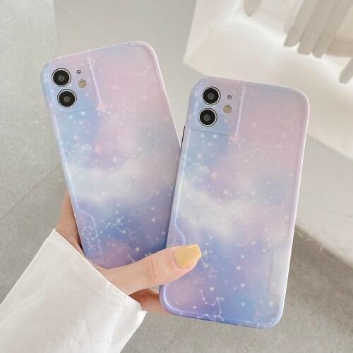 LACK Cute Cartoon Gradient Constellation Phone Case For iPhone 12 12Pro Colorful Back Cover For iPhone 11Pro X XR XS Max 7 8Plus