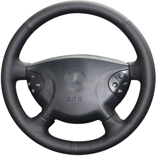 Black Artificial Leather DIY No-slip Car Steering Wheel Cover for Mercedes-Benz W210 E240 E63 E320 E280 2002 2003 2004 2005