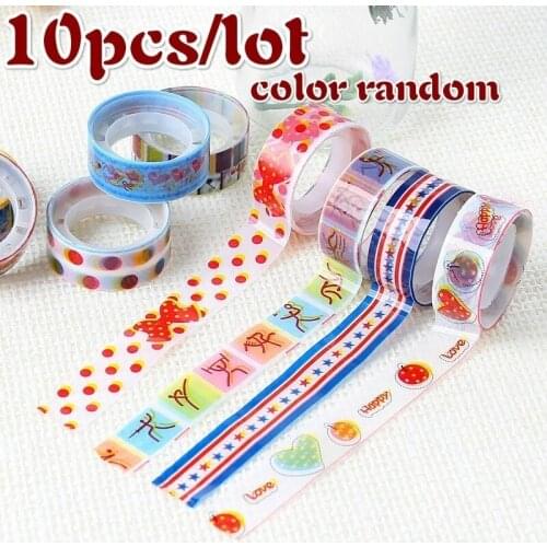 10 Pcs/lot Korean Version of Cute Cartoon Tape Trumpet Colored Adornment Tape DIY Color Tapes Many Mixed Delivery