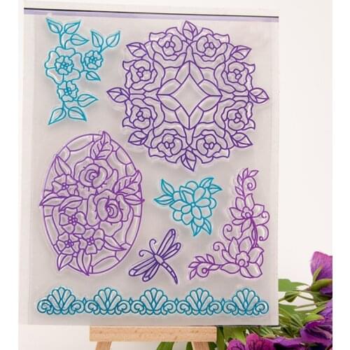 Flower Bud Lace Seal Stamp DIY Scrapbook Transparent Rubber Stamp Butterfly Dragonfly wreath Stamp Seal YZ-104