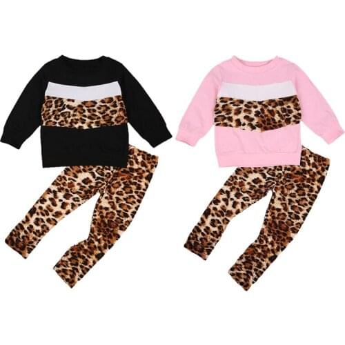 Baby Unisex Patchwork Clothes Set Fall Winter Long Sleeve Leopard Tops Shirt Blouse Tunic and Pant Leggings Trouser