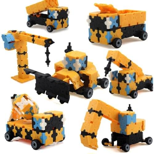 90pcs-146pcs Assembling Engineering car Model 3D Building Blocks Plastic small particles Education Toys For Children Gift
