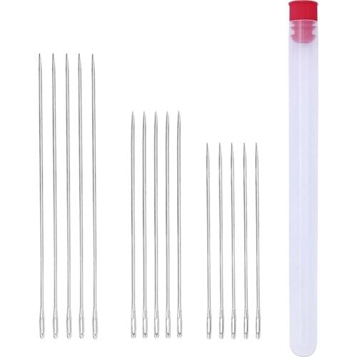 15pcs Large Eye Long Sewing Needles Stitching Quilting Hand with Storage Box for Sweaters Stitch Wool Sewing Ribbon Embroidery