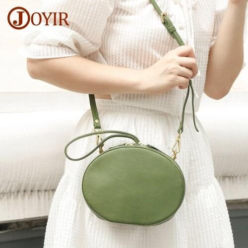 JOYIR Genuine Leather Womens Shoulder Bag Luxury Designer Handbag Purse Casual Fashion Circular Crossbody Bag