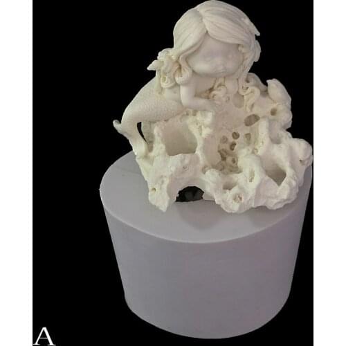 Minsunbak Wonderful mermaid Aromatherapy gypsum silicone mold DIY car decoration Diffusion stone Handmade candle mold