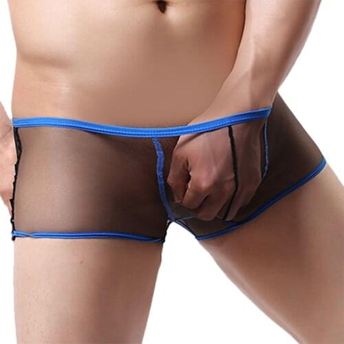 Fashion Mens Solid Colors Transparent Underwear Mesh Panties Breathable Briefs Sexy Boxer Underpants Cuecas Vetement Homme#p3