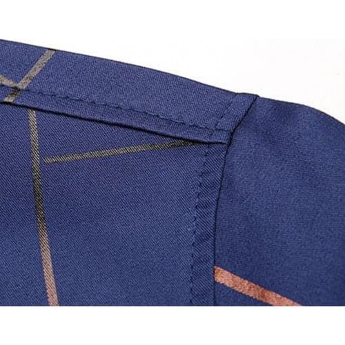 Top Quality Men Fashion Long Sleeve Turn Down Collar Stripes Single-breasted Business Shirt Top