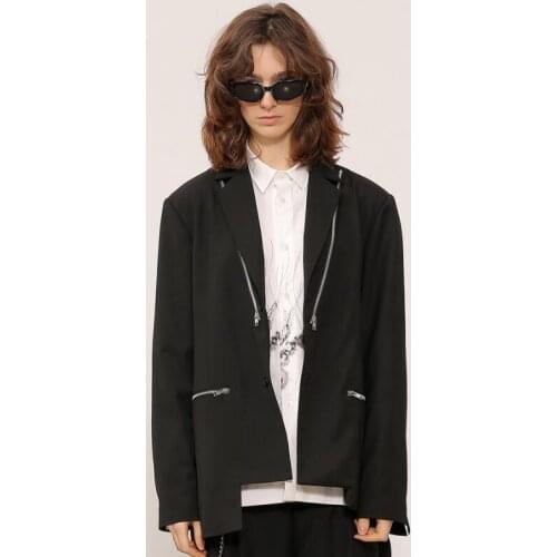 XS-5XL New 2020 Mens clothing hair stylist Catwalk Irregular hem suit coat multi zip deconstruction Suit plus size costumes