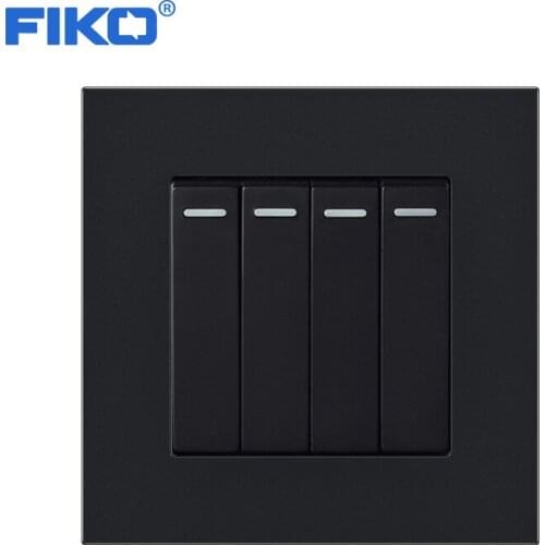 FIKO 16A Eu 1/2/3/4/Gang 1/2 Way Wall Switch Push Button Switch Wall Light Switch PC Frame Panel On/Off Lamp Switch