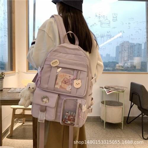 Preppy Style Nylon Transparent Women Backpacks School Bags for Teenage Girls Ladies Laptop Backpack Mochila Feminina 2021