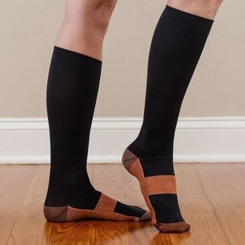 Unisex Anti-Fatigue Compression Socks Foot Leg Pain Relief Solid Miracle Copper Anti Fatigue Magic Socks Knee High Stockings