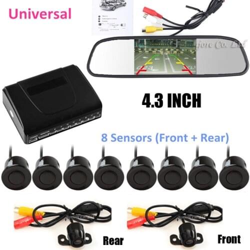 YYZSDYJQ 4.3 INCH Monitor Car Parking Sensor 8 Alarm Sound Parktronic+ Front camera Rear view Camera Video Parking assistance