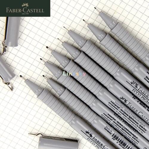 Faber-Castell Ecco Pigment Fibre Tip Pen,4 Black Pens (0.2, 0.4, 0.6 & 0.8mm),0.1mm/ 0.3mm/ 0.5mm/ 0.7mm Artline Drawing System