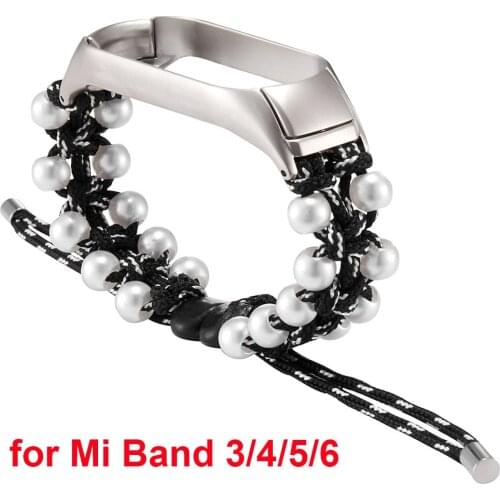 Braided Nylon Bracelet for Xiaomi Mi Band 3 4 5 6 Miband Strap Bands Replacement for Women 2021