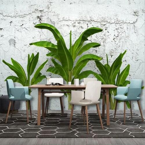 Custom 3D Wall Mural Modern Creative Cement Wall Banana Leaves Photo Wallpaper Living Room TV Sofa Bedroom Home Decor Wallpapers