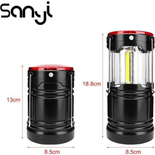 Sanyi Portable Camping Lantern Powered by 18650 Battery Hanging Tent Flashlight COB+1W Led+Red Lamp Flashlamp Camping Light